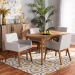 Baxton Studio Dorina Mid-Century Modern Greyish Beige Fabric Upholstered and Walnut Brown Finished Wood 5-Piece Dining Set - BSOBBT5281-Greyish Beige/Walnut-5PC Dining Set
