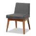 Baxton Studio Nexus Mid-Century Modern Dark Grey Fabric Upholstered and Walnut Brown Finished Wood 5-Piece Dining Set - BSOBBT5280-Dark Grey/Walnut-5PC Dining Set