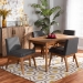 Baxton Studio Nexus Mid-Century Modern Dark Grey Fabric Upholstered and Walnut Brown Finished Wood 5-Piece Dining Set - BSOBBT5280-Dark Grey/Walnut-5PC Dining Set