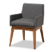 Baxton Studio Dorina Mid-Century Modern Dark Grey Fabric Upholstered and Walnut Brown Finished Wood 5-Piece Dining Set - BSOBBT5281-Dark Grey/Walnut-5PC Dining Set