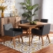 Baxton Studio Dorina Mid-Century Modern Dark Grey Fabric Upholstered and Walnut Brown Finished Wood 5-Piece Dining Set - BSOBBT5281-Dark Grey/Walnut-5PC Dining Set