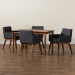 Baxton Studio Dorina Mid-Century Modern Dark Grey Fabric Upholstered and Walnut Brown Finished Wood 5-Piece Dining Set - BSOBBT5281-Dark Grey/Walnut-5PC Dining Set