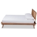Baxton Studio Nura Mid-Century Modern Walnut Brown Finished Wood and Synthetic Rattan Full Size Platform Bed - BSONura-Ash Walnut Rattan-Full