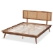 Baxton Studio Nura Mid-Century Modern Walnut Brown Finished Wood and Synthetic Rattan Full Size Platform Bed - BSONura-Ash Walnut Rattan-Full