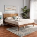 Baxton Studio Nura Mid-Century Modern Walnut Brown Finished Wood and Synthetic Rattan Full Size Platform Bed - BSONura-Ash Walnut Rattan-Full
