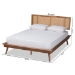 Baxton Studio Nura Mid-Century Modern Walnut Brown Finished Wood and Synthetic Rattan Full Size Platform Bed - BSONura-Ash Walnut Rattan-Full