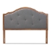 Baxton Studio Gala Vintage Classic Traditional Dark Grey Fabric Upholstered and Walnut Brown Finished Wood Queen Size Arched Headboard - BSOMG9743-Dark Grey/Walnut-HB-Queen