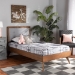 Baxton Studio Laima Mid-Century Modern Light Grey Fabric Upholstered and Walnut Brown Finished Wood Twin Size Platform Bed - BSOLaima-Light Grey/Walnut-Twin