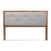 Baxton Studio Abner Modern and Contemporary Transitional Light Grey Fabric Upholstered and Walnut Brown Finished Wood Queen Size Headboard - BSOMG9731-Light Grey/Walnut-Queen-HB