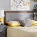 Baxton Studio Abner Modern and Contemporary Transitional Light Grey Fabric Upholstered and Walnut Brown Finished Wood Queen Size Headboard - BSOMG9731-Light Grey/Walnut-Queen-HB