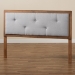 Baxton Studio Abner Modern and Contemporary Transitional Light Grey Fabric Upholstered and Walnut Brown Finished Wood Queen Size Headboard - BSOMG9731-Light Grey/Walnut-Queen-HB