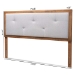 Baxton Studio Abner Modern and Contemporary Transitional Light Grey Fabric Upholstered and Walnut Brown Finished Wood Queen Size Headboard - BSOMG9731-Light Grey/Walnut-Queen-HB