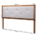 Baxton Studio Abner Modern and Contemporary Transitional Light Grey Fabric Upholstered and Walnut Brown Finished Wood Queen Size Headboard - BSOMG9731-Light Grey/Walnut-Queen-HB