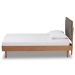 Baxton Studio Saul Mid-Century Modern Dark Grey Fabric Upholstered and Walnut Brown Finished Wood Twin Size Platform Bed - BSOSaul-Dark Grey/Walnut-Twin
