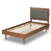 Baxton Studio Saul Mid-Century Modern Dark Grey Fabric Upholstered and Walnut Brown Finished Wood Twin Size Platform Bed - BSOSaul-Dark Grey/Walnut-Twin
