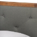 Baxton Studio Saul Mid-Century Modern Dark Grey Fabric Upholstered and Walnut Brown Finished Wood Twin Size Platform Bed - BSOSaul-Dark Grey/Walnut-Twin
