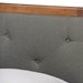 Baxton Studio Saul Mid-Century Modern Dark Grey Fabric Upholstered and Walnut Brown Finished Wood Twin Size Platform Bed - BSOSaul-Dark Grey/Walnut-Twin