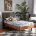 Baxton Studio Saul Mid-Century Modern Dark Grey Fabric Upholstered and Walnut Brown Finished Wood Twin Size Platform Bed - BSOSaul-Dark Grey/Walnut-Twin