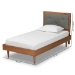 Baxton Studio Saul Mid-Century Modern Dark Grey Fabric Upholstered and Walnut Brown Finished Wood Twin Size Platform Bed - BSOSaul-Dark Grey/Walnut-Twin