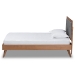 Baxton Studio Laima Mid-Century Modern Dark Grey Fabric Upholstered and Walnut Brown Finished Wood Twin Size Platform Bed - BSOLaima-Dark Grey/Walnut-Twin