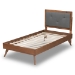 Baxton Studio Laima Mid-Century Modern Dark Grey Fabric Upholstered and Walnut Brown Finished Wood Twin Size Platform Bed - BSOLaima-Dark Grey/Walnut-Twin