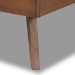 Baxton Studio Laima Mid-Century Modern Dark Grey Fabric Upholstered and Walnut Brown Finished Wood Twin Size Platform Bed - BSOLaima-Dark Grey/Walnut-Twin