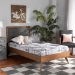 Baxton Studio Laima Mid-Century Modern Dark Grey Fabric Upholstered and Walnut Brown Finished Wood Twin Size Platform Bed - BSOLaima-Dark Grey/Walnut-Twin