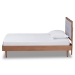 Baxton Studio Seren Mid-Century Modern Light Grey Fabric Upholstered and Walnut Brown Finished Wood Twin Size Platform Bed - BSOSeren-Light Grey/Walnut-Twin-HB