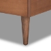 Baxton Studio Seren Mid-Century Modern Light Grey Fabric Upholstered and Walnut Brown Finished Wood Twin Size Platform Bed - BSOSeren-Light Grey/Walnut-Twin-HB