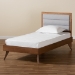 Baxton Studio Linn Mid-Century Modern Light Grey Fabric Upholstered and Walnut Brown Finished Wood Twin Size Platform Bed - BSOLinn-Light Grey/Walnut-Twin