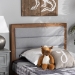 Baxton Studio Dexter Modern and Contemporary Light Grey Fabric Upholstered and Walnut Brown Finished Wood Twin Size Headboard - BSOMG9732-Light Grey/Walnut-Twin-HB