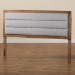 Baxton Studio Dexter Modern and Contemporary Light Grey Fabric Upholstered and Walnut Brown Finished Wood Queen Size Headboard - BSOMG9732-Light Grey/Walnut-Queen-HB