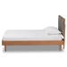 Baxton Studio Seren Mid-Century Modern Dark Grey Fabric Upholstered and Walnut Brown Finished Wood Twin Size Platform Bed - BSOSeren-Dark Grey/Walnut-Twin-HB