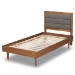 Baxton Studio Seren Mid-Century Modern Dark Grey Fabric Upholstered and Walnut Brown Finished Wood Twin Size Platform Bed - BSOSeren-Dark Grey/Walnut-Twin-HB