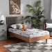 Baxton Studio Seren Mid-Century Modern Dark Grey Fabric Upholstered and Walnut Brown Finished Wood Twin Size Platform Bed - BSOSeren-Dark Grey/Walnut-Twin-HB