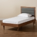 Baxton Studio Seren Mid-Century Modern Dark Grey Fabric Upholstered and Walnut Brown Finished Wood Twin Size Platform Bed - BSOSeren-Dark Grey/Walnut-Twin-HB