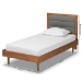 Baxton Studio Seren Mid-Century Modern Dark Grey Fabric Upholstered and Walnut Brown Finished Wood Twin Size Platform Bed - BSOSeren-Dark Grey/Walnut-Twin-HB