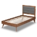 Baxton Studio Linn Mid-Century Modern Dark Grey Fabric Upholstered and Walnut Brown Finished Wood Twin Size Platform Bed - BSOLinn-Dark Grey/Walnut-Twin