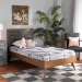 Baxton Studio Linn Mid-Century Modern Dark Grey Fabric Upholstered and Walnut Brown Finished Wood Twin Size Platform Bed - BSOLinn-Dark Grey/Walnut-Twin