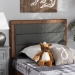 Baxton Studio Dexter Modern and Contemporary Dark Grey Fabric Upholstered and Walnut Brown Finished Wood Twin Size Headboard - BSOMG9732-Dark Grey/Walnut-Twin-HB