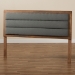 Baxton Studio Dexter Modern and Contemporary Dark Grey Fabric Upholstered and Walnut Brown Finished Wood Queen Size Headboard - BSOMG9732-Dark Grey/Walnut-Queen-HB