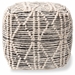 Baxton Studio Sentir Modern and Contemporary Moroccan Inspired Ivory and Black Handwoven Wool Blend Pouf Ottoman - BSOSentir-Ivory/Black-Pouf