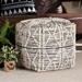 Baxton Studio Sentir Modern and Contemporary Moroccan Inspired Ivory and Black Handwoven Wool Blend Pouf Ottoman - BSOSentir-Ivory/Black-Pouf