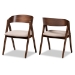 Baxton Studio Danton Mid-Century Modern Beige Fabric Upholstered and Walnut Brown Finished Wood 2-Piece Dining Chair Set