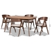 Baxton Studio Danton Mid-Century Modern Beige Fabric Upholstered and Walnut Brown Finished Wood 5-Piece Dining Set - BSOWM1900B-Latte/Walnut-5PC Dining Set