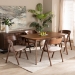 Baxton Studio Danton Mid-Century Modern Beige Fabric Upholstered and Walnut Brown Finished Wood 5-Piece Dining Set - BSOWM1900B-Latte/Walnut-5PC Dining Set