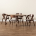 Baxton Studio Danton Mid-Century Modern Beige Fabric Upholstered and Walnut Brown Finished Wood 5-Piece Dining Set - BSOWM1900B-Latte/Walnut-5PC Dining Set