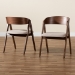 Baxton Studio Danton Mid-Century Modern Beige Fabric Upholstered and Walnut Brown Finished Wood 2-Piece Dining Chair Set - BSOWM1900B-Latte/Walnut-DC