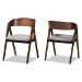 Baxton Studio Danton Mid-Century Modern Grey Fabric Upholstered and Walnut Brown Finished Wood 2-Piece Dining Chair Set