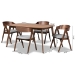 Baxton Studio Danton Mid-Century Modern Grey Fabric Upholstered and Walnut Brown Finished Wood 5-Piece Dining Set - BSOWM1900B-Smoke/Walnut-5PC Dining Set